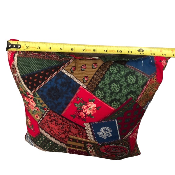 Throw Pillow Floral Patches 15x15 Red Roses Paisley Country Cottagecore Holiday - Picture 3 of 4